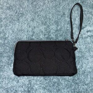 Vary You by Thirty-One Black & Gray Quilted Top Zip Accordion Wallet/Wristlet